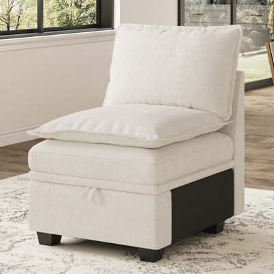 Chaise de rangement sans accoudoirs en Lille Chenille pour canapé modulaire