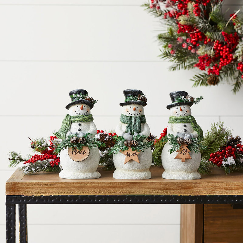 Set of 3 resin snowmen