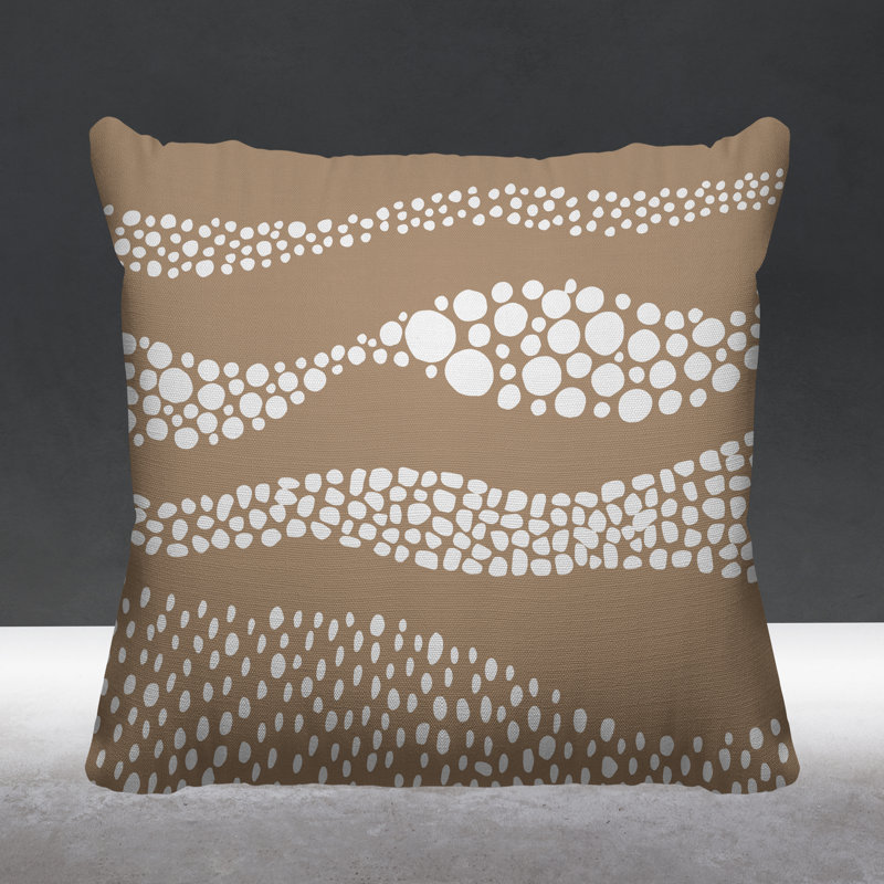Coussin décoratif intérieur / extérieur Bia Boho Dots, Beige, L 15 po x H 15 po