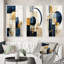 Ensemble d'art mural géométrique bleu marine, ensemble moderne 3 pièces - Simplicité organique, géométrie minimale bleu marine III-303384049-303384060
