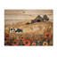 Campagne coquelicots et vache et la grange II - impression sur bois de coquelicots - sur bois de pin naturel-558944372