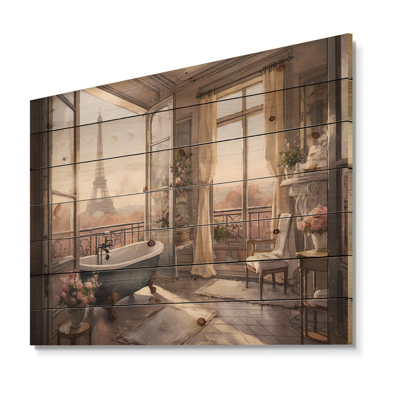 Perrine - Décoration murale en bois floral sur bois de pin naturel, H 34 po x l 44 po