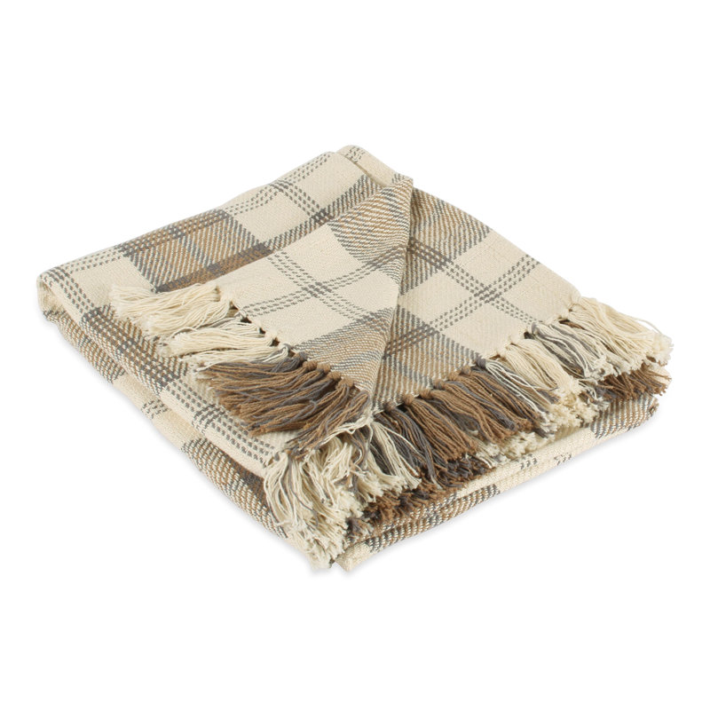 Black and Off-White Plaid Cotton Throw Blanket