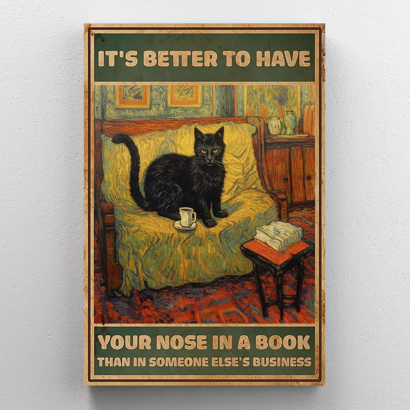 «Black Cat Its Better To Have», reproduction d'art sur toile rectangulaire 1 pièce, H 20 po x l 16 po x P 1,25 po