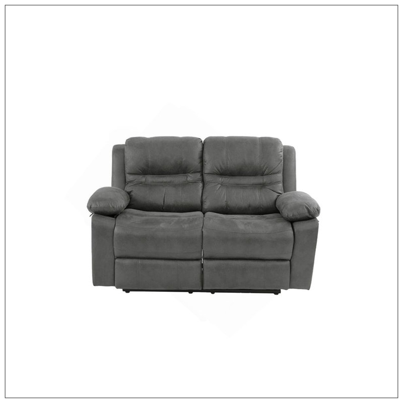 Contemporary Motion Loveseat 1Pc Couch Metal Reclining Living Room Furniture Slate Blue Breathable Leatherette Recliners