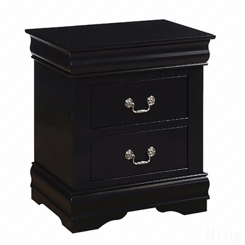 Table de chevet 2 tiroirs, Black