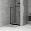 48 po X P 72 po H Porte de douche coulissante encadrée au fini noir mat avec verre trempé transparent