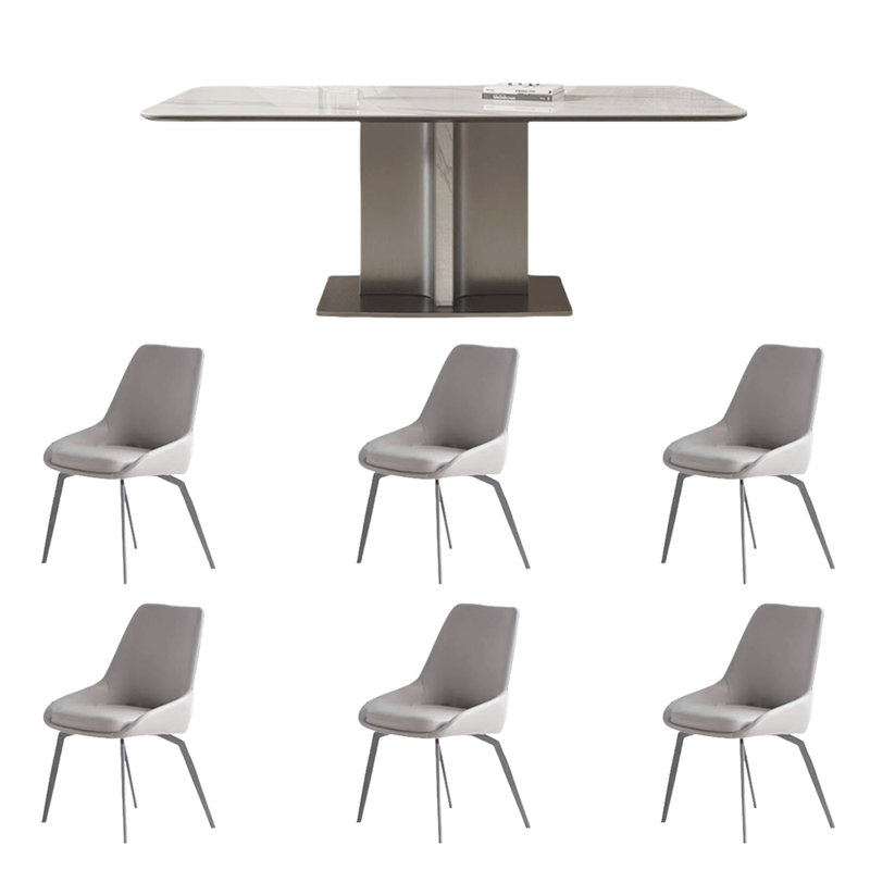 A dining table with solid wood and granite slabs, H 29,5 po x L 62,9 po x l 35,4 po