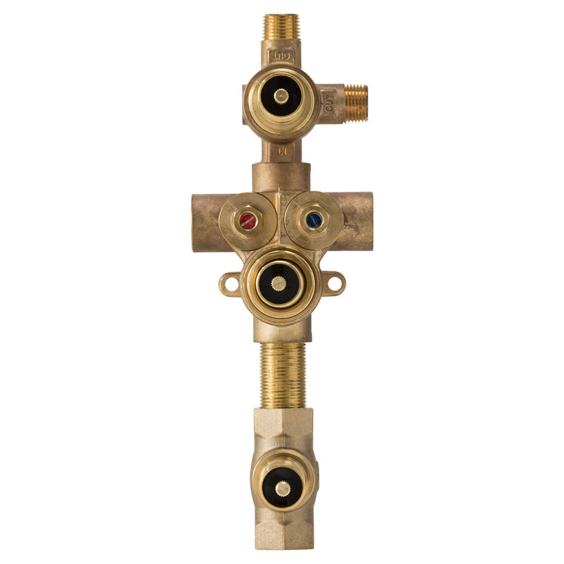 3-Handle Thermostatic Rough Valve With 2-Way Diverter, Discrete