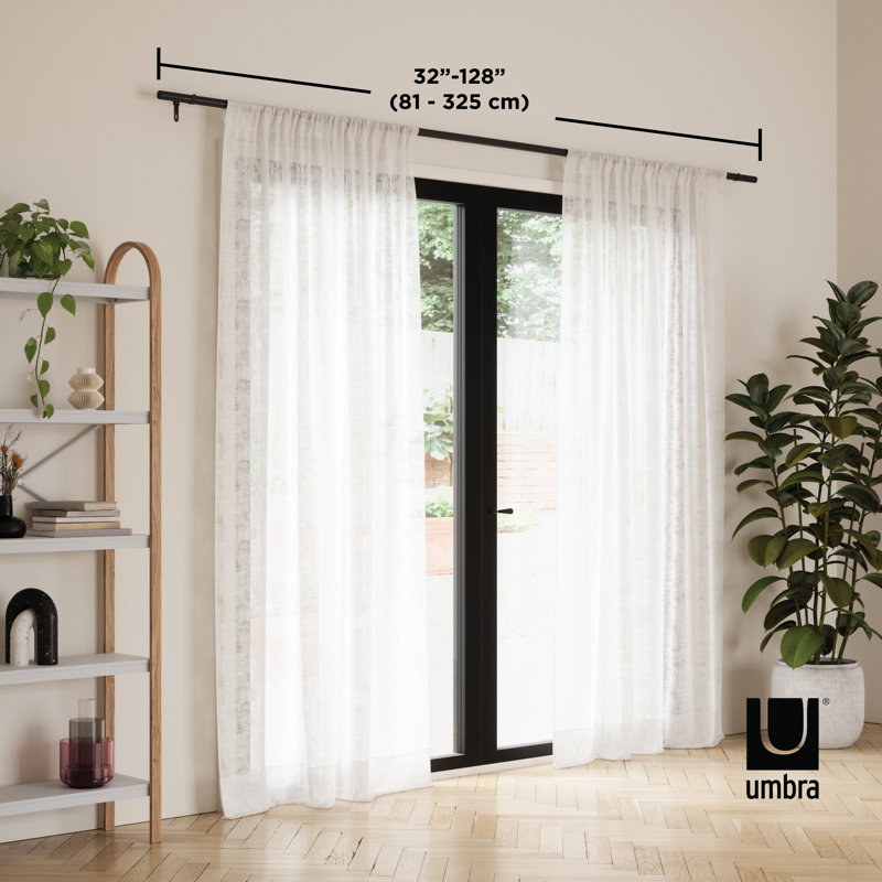 Matte Black Expandable Steel Curtain Rod with Cylindrical Finials