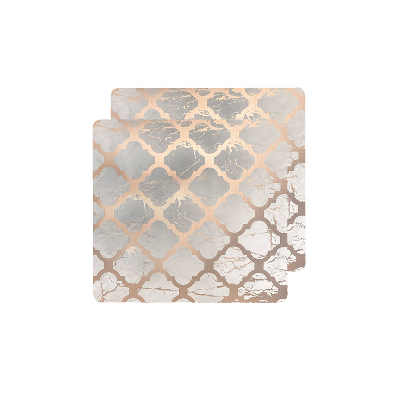 Tapis de table de salle à manger Placemats, L 18 po x L 12 po, Blanc/Or rose