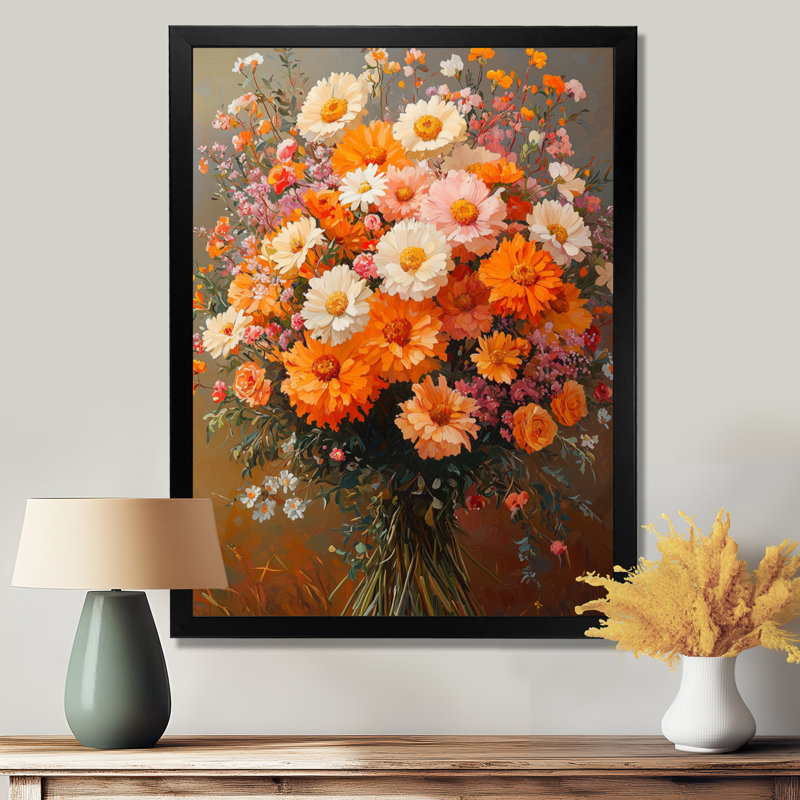 Didama - décoration murale florale, H 32 po x l 24 po, Noir, noir, noir, noir, Reproduction encadrée sans passe-partout