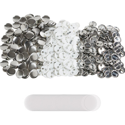 500 Sets 1 Inch 25Mm Pin Back Button Parts, DIY Round Button Badge Parts, Set Includes Metal Top, Plastic/Metal Button, Clear Film, And Blank Paper For Gifts Presents, Machine NOT Included