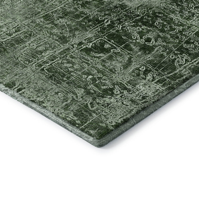 Tapis Cerrito AMF559 Emerald lavable en machine de qualité supérieure, Rectangle 8' x 10'