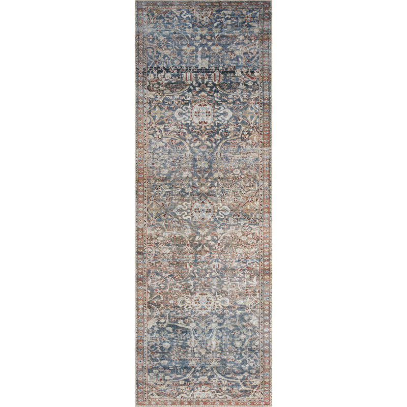 Chris Loves Julia x Loloi Jules Oriental Denim/Spice Area Rug, Runner 2'6" x 12'