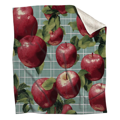 Red Apples Fleece Throw Blanket - Fruit Throws for Sofas or Beds