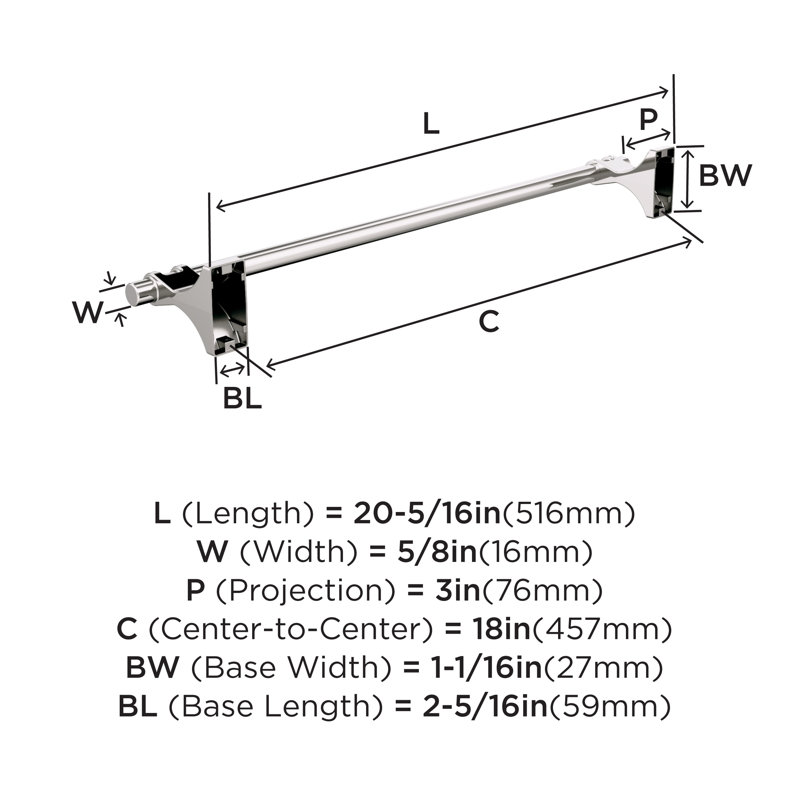 Polished Nickel Wall Mounted Towel Bar with E-Coating Finish