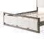 Très grand lit avec tête de lit en tissu Boucle, structure en bois d'hévéa gris, système de lattes silencieuses, assemblage rapide, plateforme de rangement pour chambre à coucher avec bois, fabrication, support de matelas optimal, dessous de lit