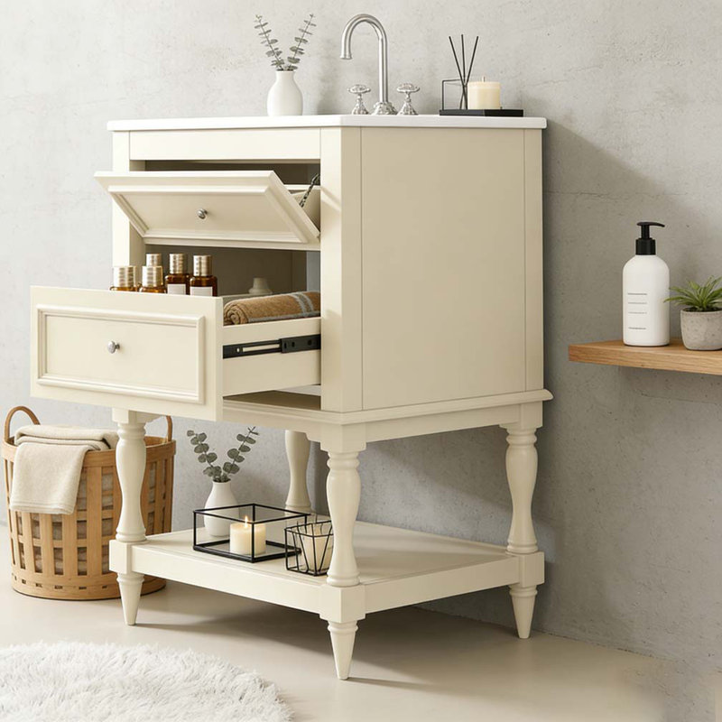24'' Bathroom Vanity with Ceramic Sink, Beige