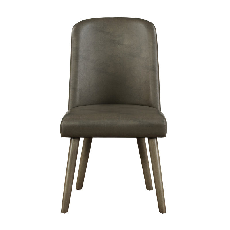 Chaises d'appoint grises (paire) - Revêtement en cuir synthétique, dossier haut, sans accoudoirs, siège d'une largeur de 21 po, capacité de 220 lb pour 2 fauteuils, hauteur du produit de 39 po et chêne