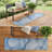 8' Runner Blue Abstract Washable Non Skid Indoor Outdoor Runner Rug
