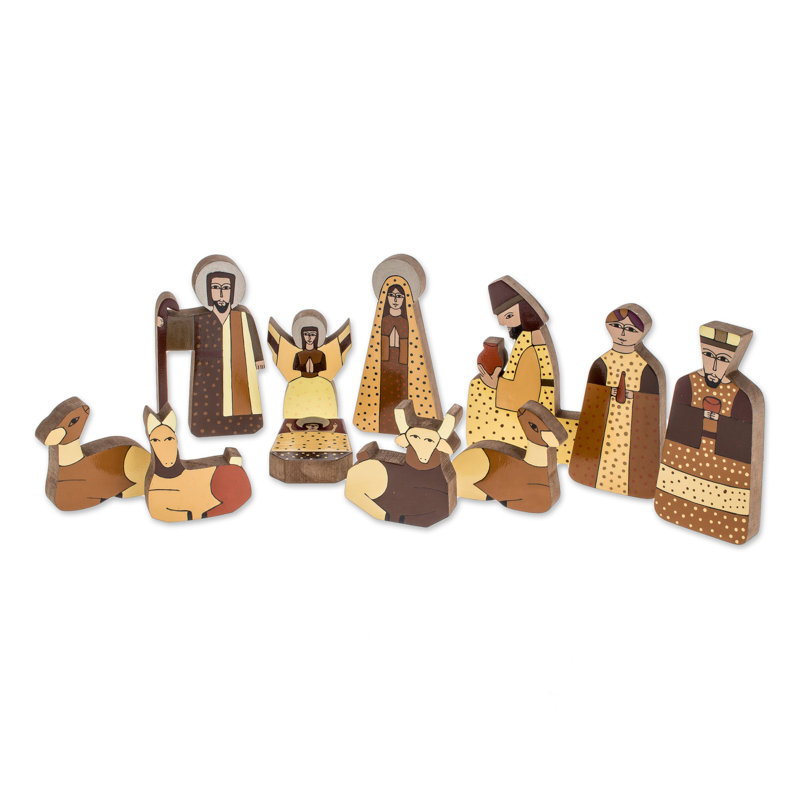 Ensemble de crèche de Noël 11 pièces en bois pour le Christianisme d'Othin
