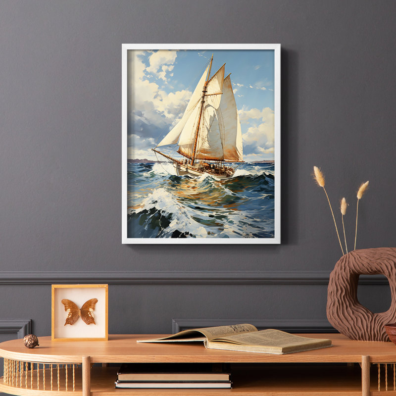 NAUTICAL Series CECLV - Impression encadrée de qualité supérieure - Prêt à accrocher - Aucun clou requis, Blanc