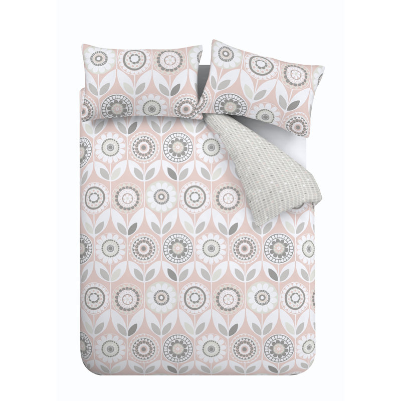 Annika Easy Care Duvet Cover Set, Single Duvet Cover, Blush
