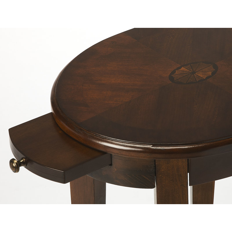Arielle Round 12.5"W Side Table, Chestnut Burl