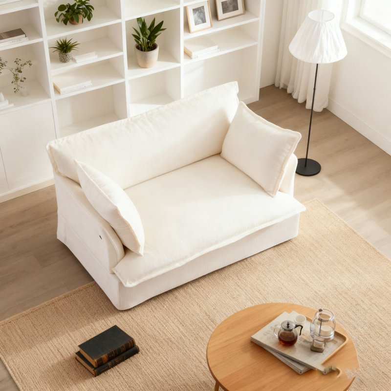Fauteuil d'appoint surdimensionné en chenille 47,2 po Chenille Fabirc, Blanc