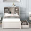 Lit simple blanc délavé avec rangement de tiroir efficace pour 2 tiroirs, lavable-606384257