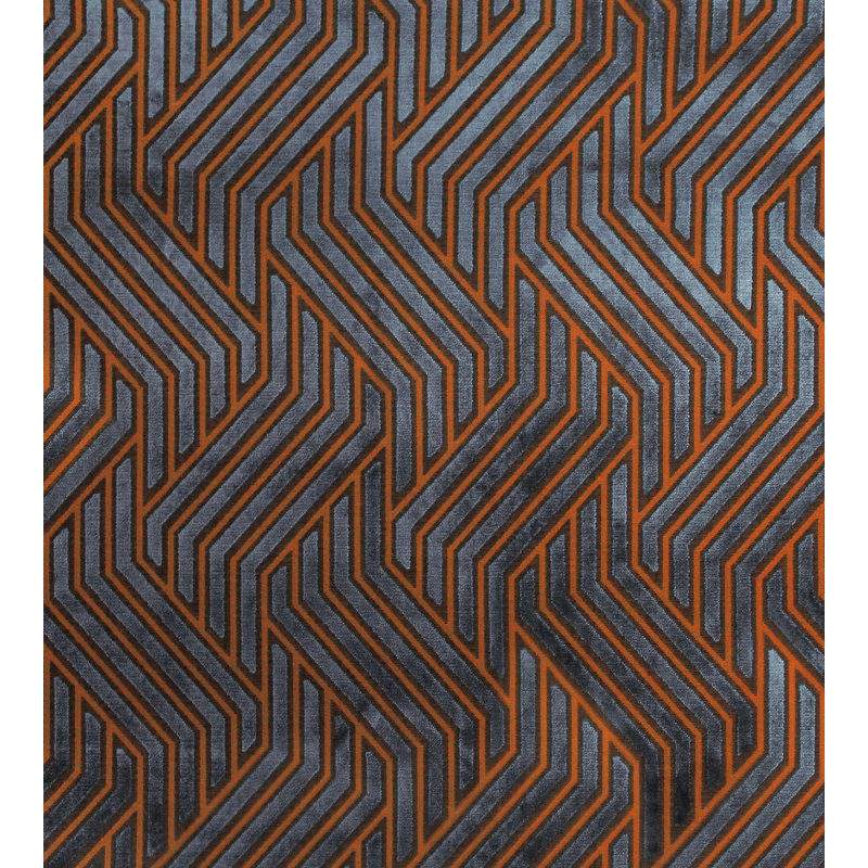 Modernist Jacquard Polyester Blend Fabric, Terracotta Blue