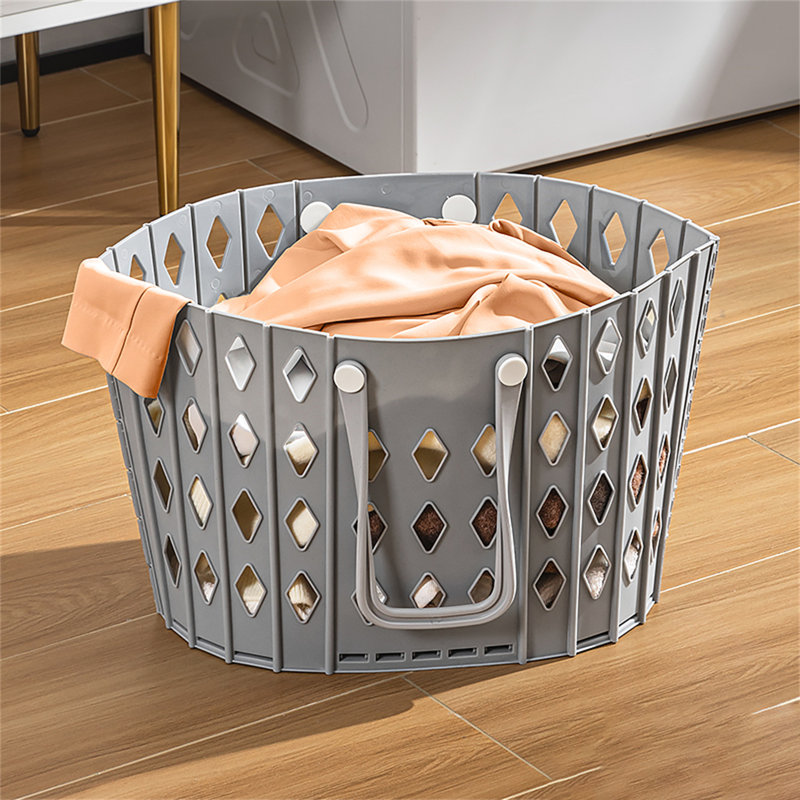 Plastic Laundry Basket with Handles, Gray
