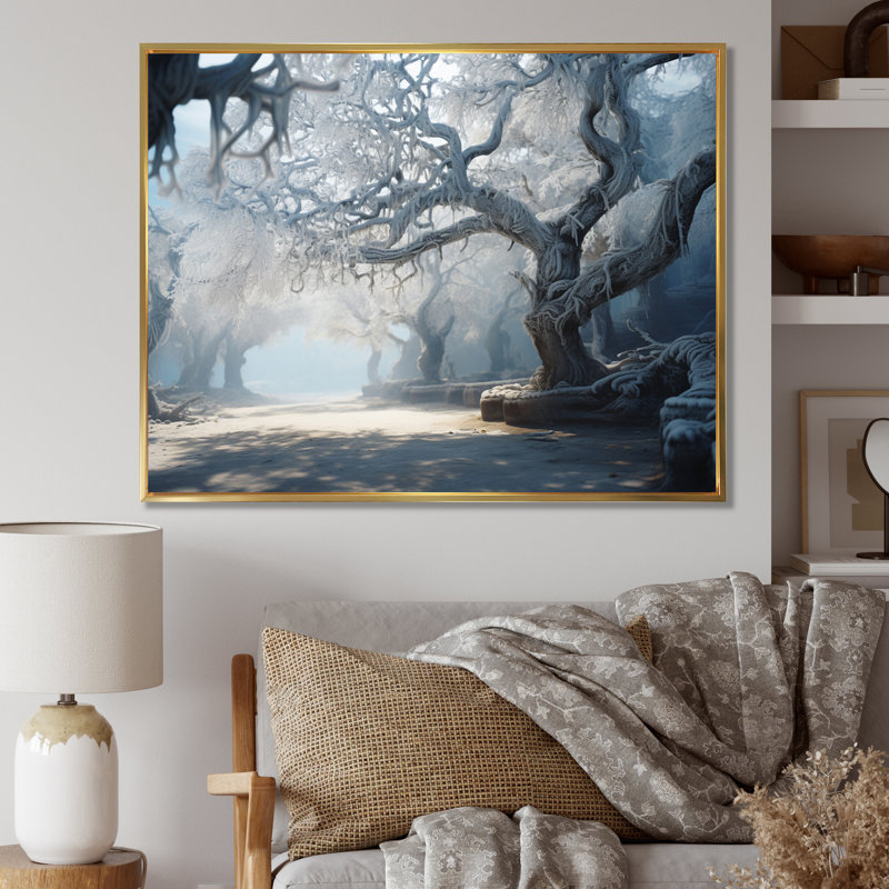 «Winter Frozen Tranquility I», reproduction, Cadre flottant doré, H 12 po x l 20 po x P 1 po