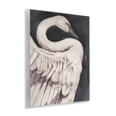 Swan Portrait on Grey Wall Plaque Art by Grace Popp