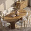Ensemble de table de salle à manger extensible 7 pièces pour 6 personnes, table de cuisine ovale avec chaises rembourrées-1936243146