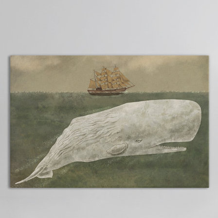 Loin de Nantucket - impression sur toile, H 18 po x l 26 po x P 1,5 po, Toile avec cadre noir, Pas de tapis