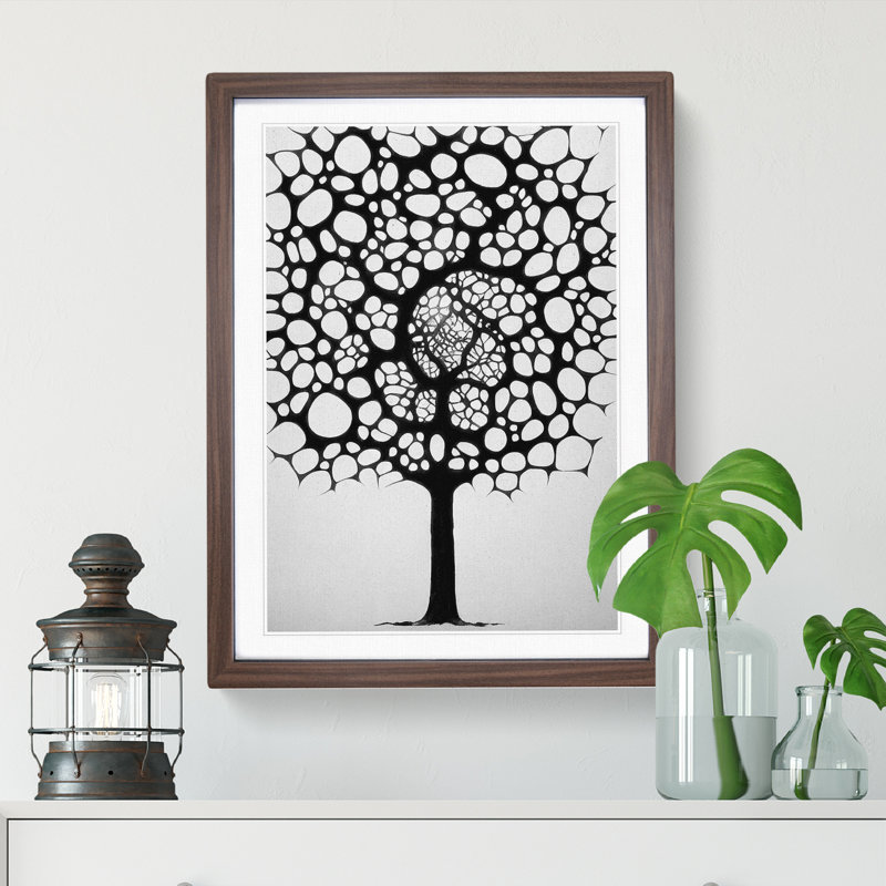 Monochrome Tree No.1 - Framed Print, 46cm H x 34cm W x 2cm D, Walnut