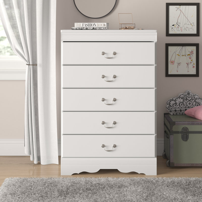 Commode 5 tiroirs Amaaima, White