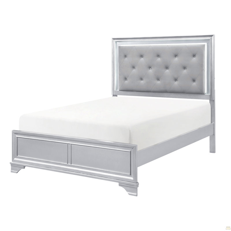 Tête de lit tapissier à DEL avec grand lit capitonné