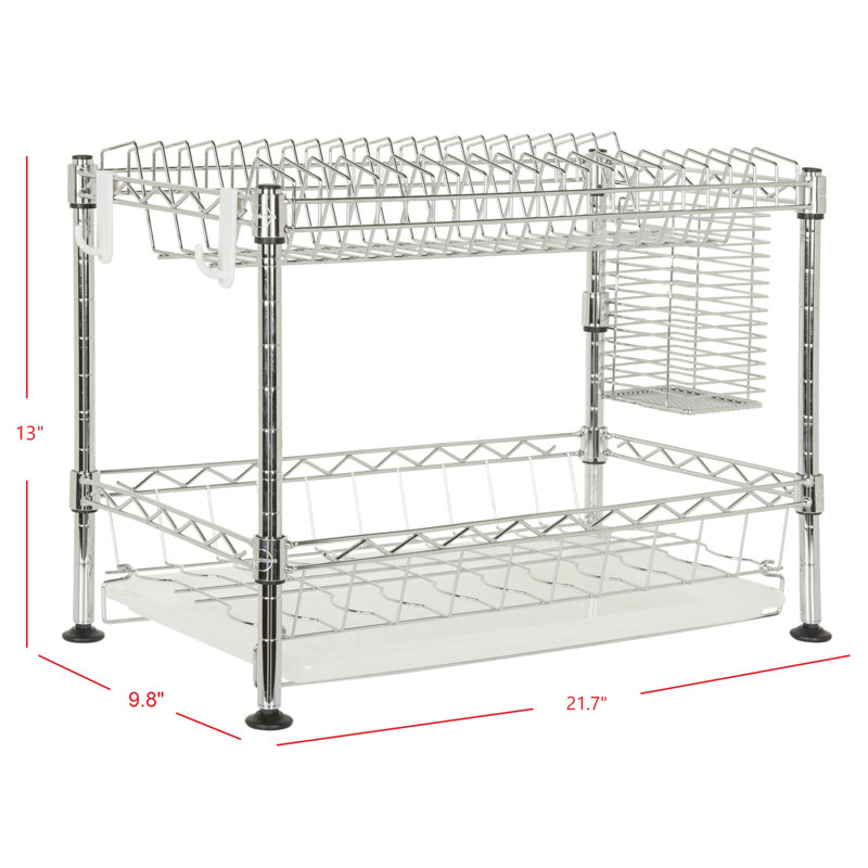 Brooklyn 19" Chrome Adjustable 2-Tier Dish Rack with Utensil Holder
