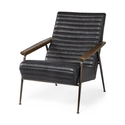 Fauteuil en cuir véritable capitonné de 93,98 cm de large