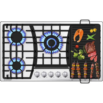 Dual Fuel 36 Inch Stainless Steel Gas Cooktop With Griddle