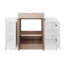 Meuble-lavabo 48 po avec lavabo en céramique, 2 unités de rangement, porte, lavabo délicat blanc brillant, armoires, charnières, style