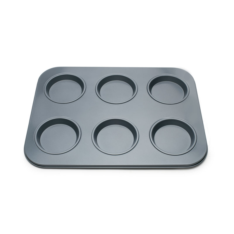 Fox Run Brands Non-Stick 6 Cup Large Shallow Muffin Pan