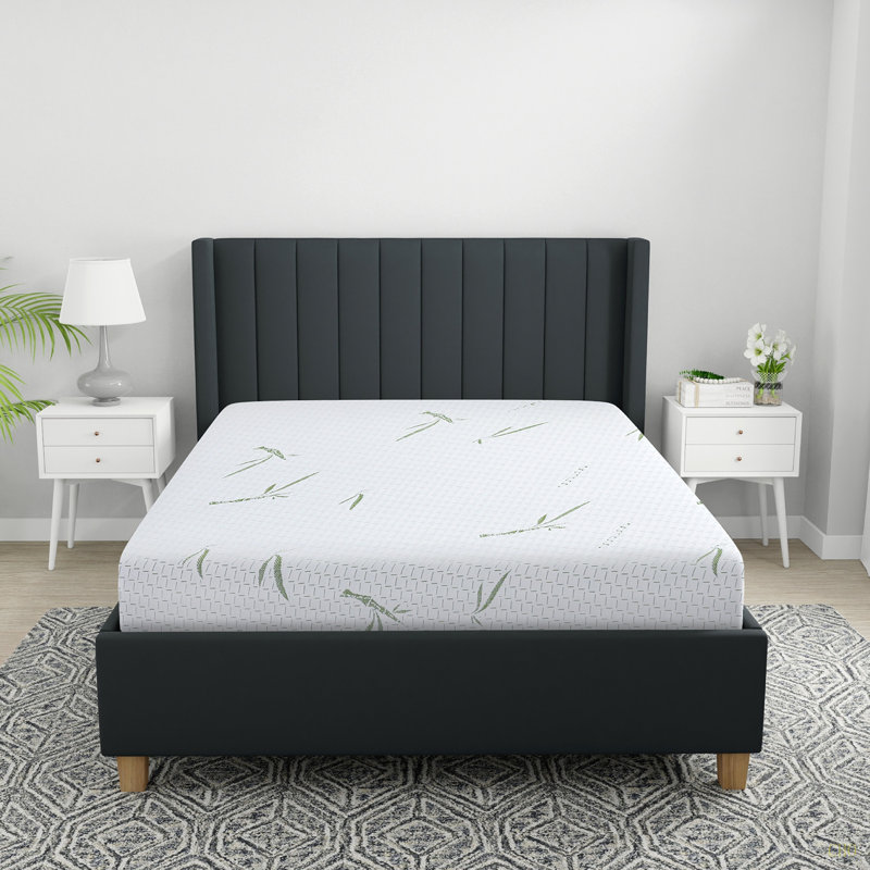 Matelas 10 pouces à double couche Albertyne avec housse infusée en bambou - Grand, 10", Grand lit