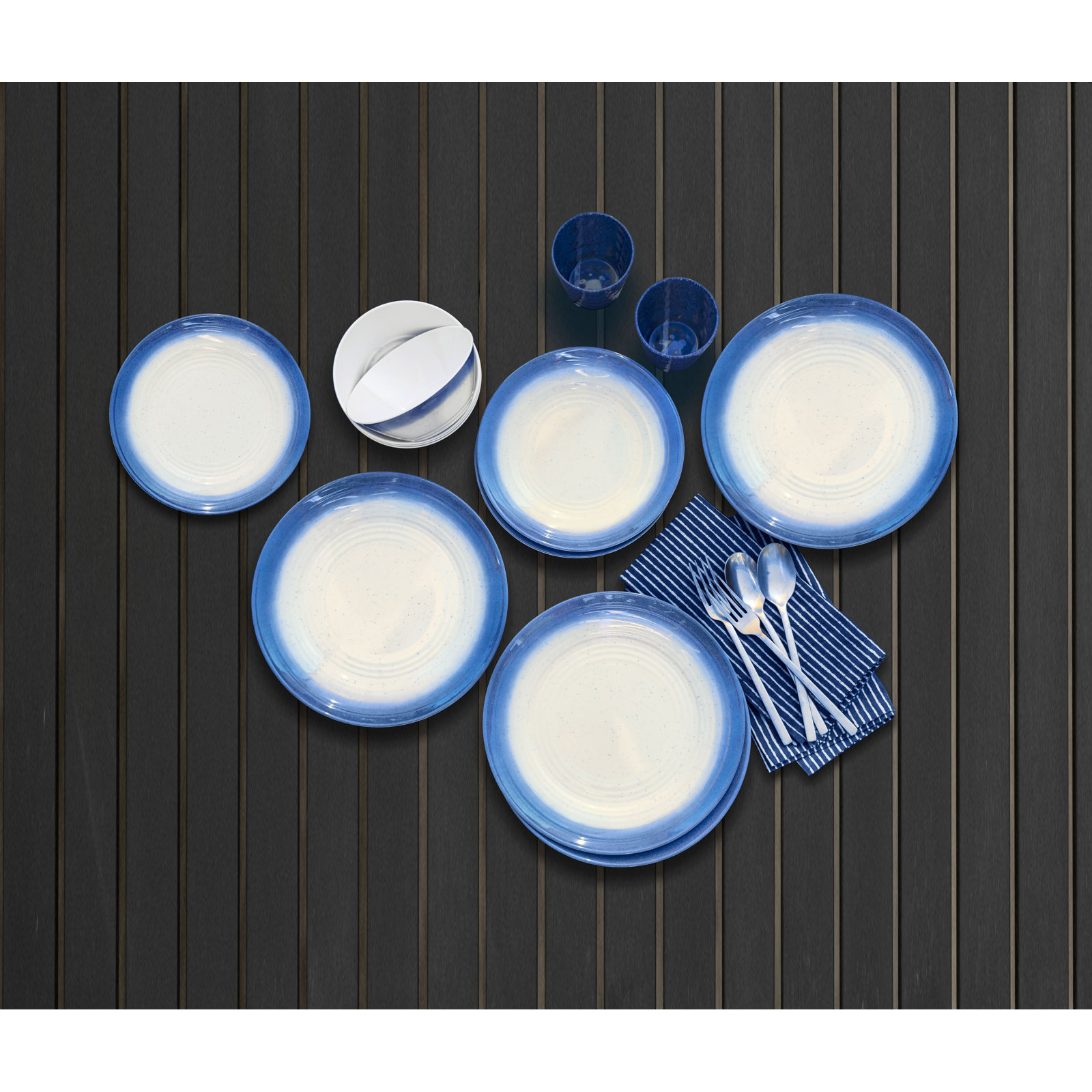 Ewell Rim Speckle 10.51" Melamine Dinner Plate, Blue