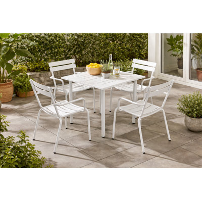 Julianna 5-Piece Aluminum Outdoor Dining Set – Modern Patio Furniture with Rust-Free Frame & Contemporary Design