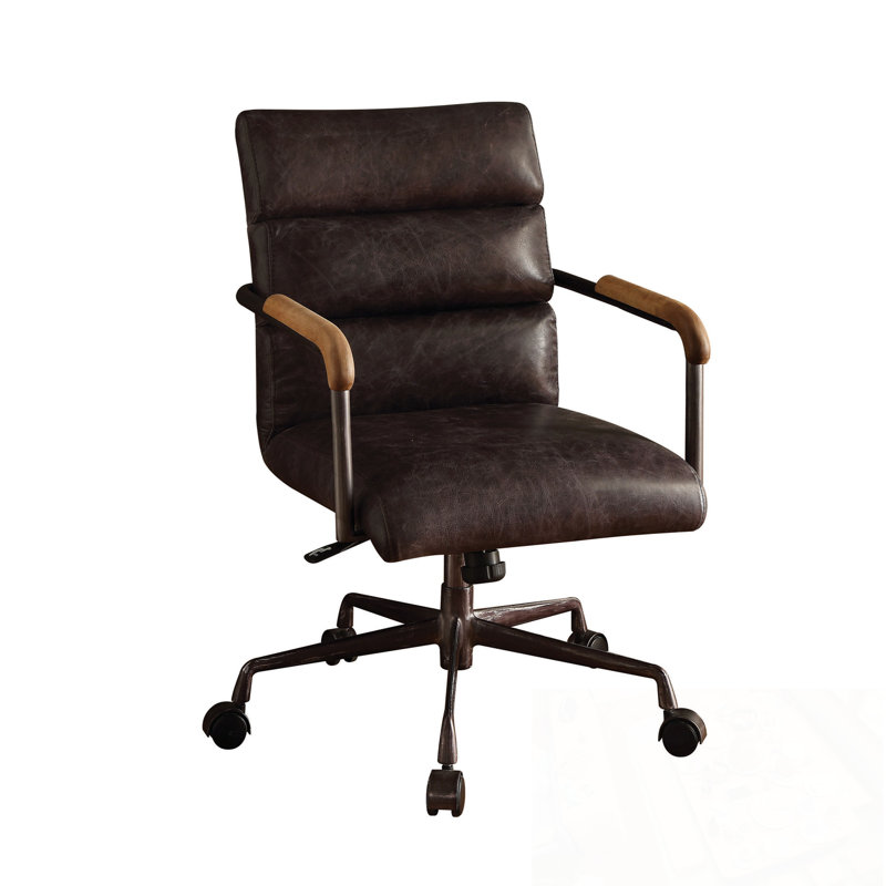 Chaise de bureau en cuir avec accoudoirs