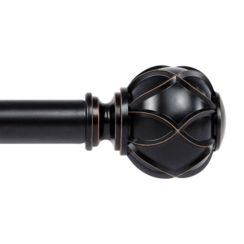 Derra Adjustable 0.87'' Single Curtain Rod, Black, 34" - 143"